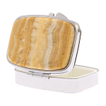 Таблетница карманная прямоугольная с 2-мя отделениями с зеркалом и накладкой из натурального камня Оникс Silver Stone Pillboxes варинант исполнения - 2 | Loft Concept в Костроме