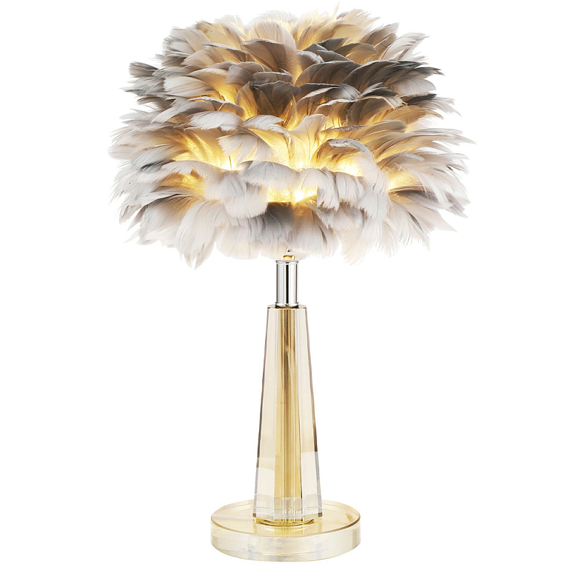 Настольная лампа с перьями Plumage Grey Table Lamp Серый Хром Дымчатый (Smoke) в Костроме | Loft Concept 