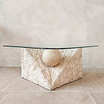 Дизайнерский журнальный стол в виде раковины с жемчужиной под прозрачной столешницей Fahin варинант исполнения - 2 | Loft Concept в Костроме