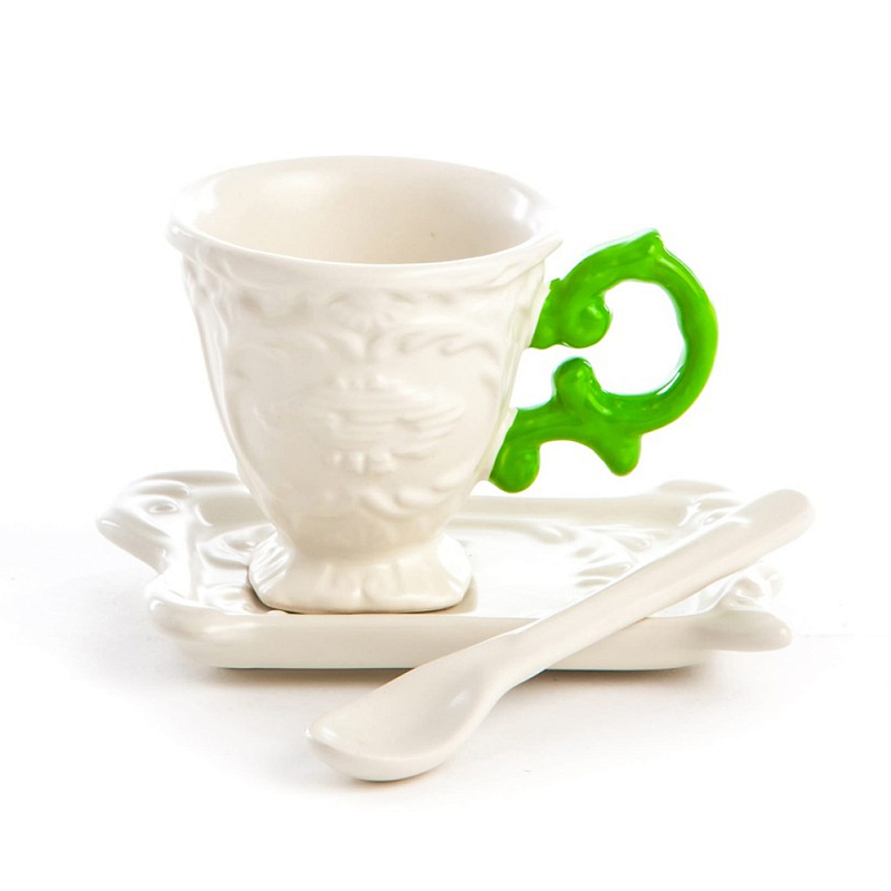 Кофейная пара Seletti I-Coffee Green Белый Зеленый Кофейная пара Seletti I-Coffee Green Белый Зеленый в Костроме | Loft Concept