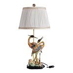 Настольная лампа с абажуром и основанием в виде двух цапель Porcelain Heron Lamp варинант исполнения - 1 | Loft Concept в Костроме