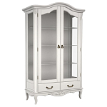 Витрина белая двухдверная с 4-мя полками и 2-мя ящиками в стиле прованс White Provence варинант исполнения - 1 | Loft Concept в Костроме