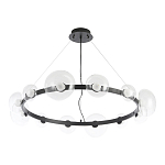 Люстра подвесная круглая с 12-ю прозрачными куполообразными плафонами и черным металлическим основанием Flos Wireline Lighting варинант исполнения - 2 | Loft Concept в Костроме
