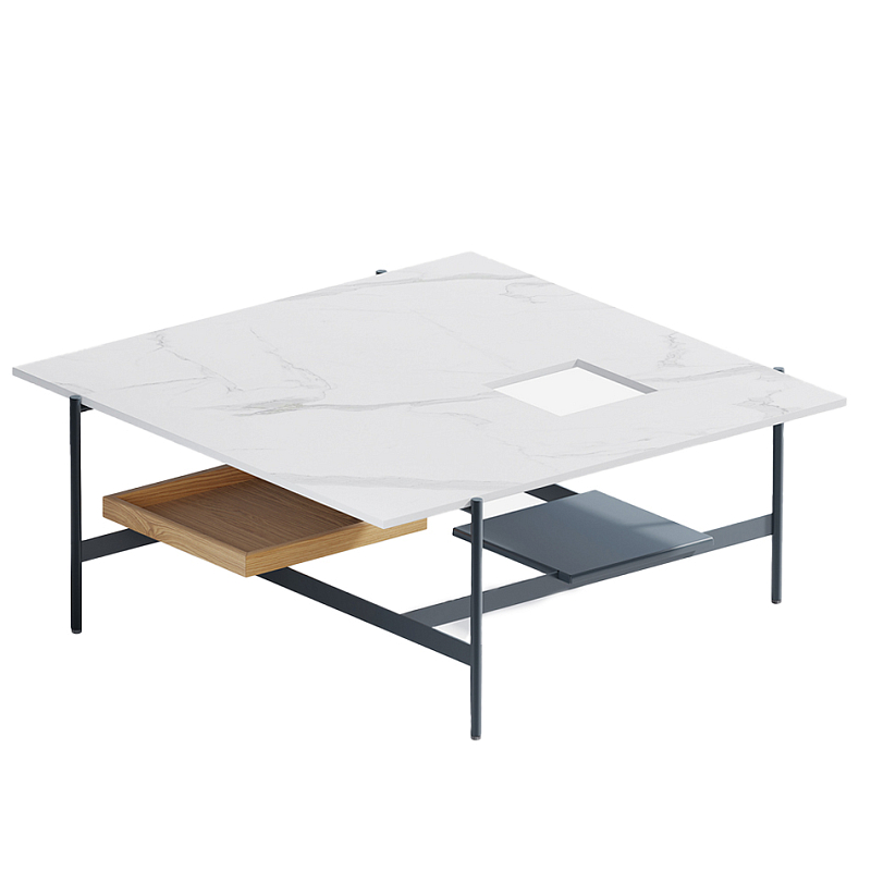Karat журнальный столик с съемным подносом Графит Белый Мрамор Bianco в Костроме | Loft Concept 