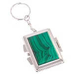 Зеркало брелок складное двухстороннее из натурального камня Малахит Stone Mirrors варинант исполнения - 1 | Loft Concept в Костроме