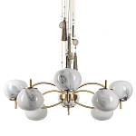 Люстра подвесная с 8-ю шарообразными плафонами из белого стекла с подвесками из камня и кисточками Agatelle варинант исполнения - 1 | Loft Concept в Костроме