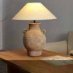 Настольная лампа керамическая с ручками и тканевым абажуром Eastern Tale варинант исполнения - 1 | Loft Concept в Костроме