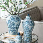 Ваза с крышкой и голубым цветочным рисунком на белом фоне Blue & White Ornament варинант исполнения - 5 | Loft Concept в Костроме