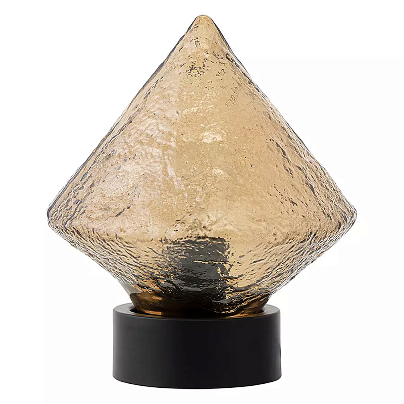 Настольный светильник с янтарным рельефным плафоном Lamp with Frozen Glass Effect Янтарный Черный в Костроме | Loft Concept 