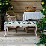 Банкетка из натурального бука золотистая с изображением птиц и цветов Blooming Birds варинант исполнения - 4 | Loft Concept в Костроме