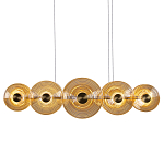 Люстра подвесная светодиодная со стеклянными плафонами янтарного цвета в форме дисков Savio Glass Disc варинант исполнения - 1 | Loft Concept в Костроме