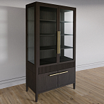 Витрина Primo со стеклянными фасадами и буфетом шпон Темный орех варинант исполнения - 3 | Loft Concept в Костроме