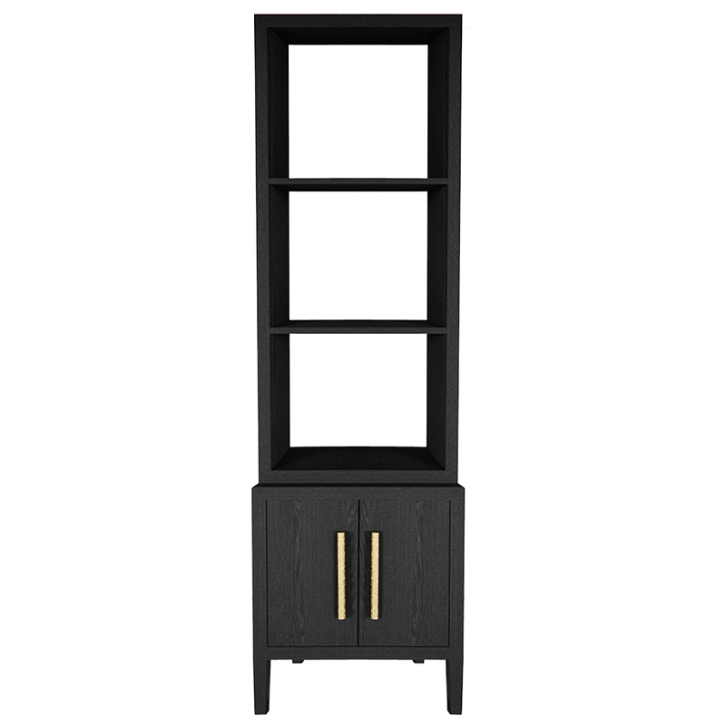 Этажерка Primo с тумбой шпон Черный дуб Черный Золотой в Костроме | Loft Concept 