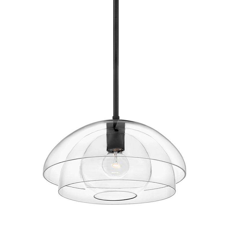 Подвесной светильник с прозрачным двойным стеклянным плафоном в форме купола и внутренней сферой Hinkley Латунь Прозрачное Стекло Черный в Костроме | Loft Concept 