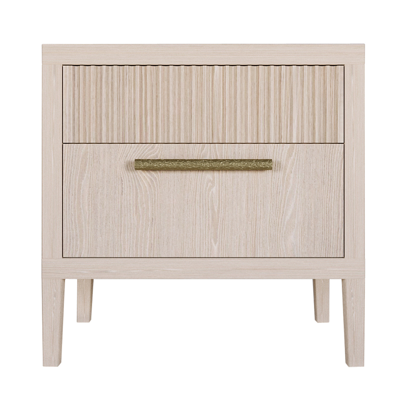 Прикроватная Тумбочка Primo с двумя ящиками Светлый дуб Древесина Золотой в Костроме | Loft Concept 