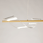 Люстра линейная золотистого цвета с двумя прозрачными волнистыми элементами Wave Line варинант исполнения - 4 | Loft Concept в Костроме