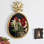 Зеркало овальной формы с золотистой рамкой и декоративной верхушкой в виде ананаса Pineapple Shine  варинант исполнения - 2 | Loft Concept в Костроме