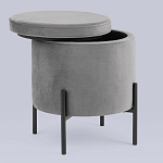 Серый пуф на черных ножках SANJAY варинант исполнения - 2 | Loft Concept в Костроме
