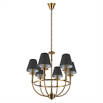 Люстра на металлическом основании бронзового цвета с 6-ю черными конусовидными абажурами Dignity варинант исполнения - 4 | Loft Concept в Костроме