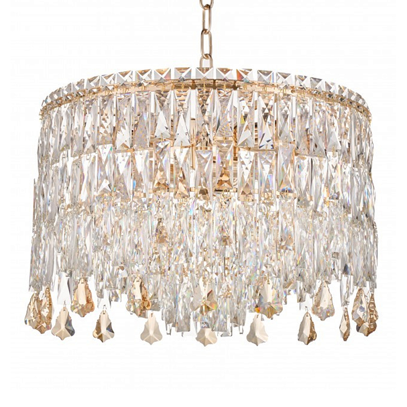 Люстра круглая с хрустальными подвесками на золотистом каркасе Roul Crystal Light Золотой Прозрачный Люстра круглая с хрустальными подвесками на золотистом каркасе Roul Crystal Light Золотой Прозрачный в Костроме | Loft Concept