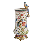Ваза фарфоровая с птицей на бронзовой ветке и цветочной росписью Garden of Eden варинант исполнения - 2 | Loft Concept в Костроме