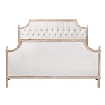 Кровать двуспальная светло-бежевая с основанием из массива дуба с мягким изголовьем Flax Beds варинант исполнения - 1 | Loft Concept в Костроме