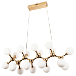 Линейная люстра с плафонами из стеклянных шаров Pearls Suspension Linear Gold Chandelier варинант исполнения - 2 | Loft Concept в Костроме