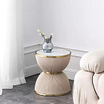 Дизайнерский журнальный стол фактурный с круглой белой столешницей Luler варинант исполнения - 1 | Loft Concept в Костроме