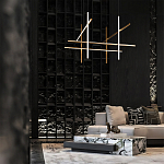 Люстра с 6-ю  пересекающимися цилиндрическими плафонами на тонких тросах Trumpet tube варинант исполнения - 8 | Loft Concept в Костроме