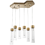 Люстра c 6-ю стеклянными плафонами золото Sparkling Bubbles Tube Gold Hanging Lamp варинант исполнения - 1 | Loft Concept в Костроме