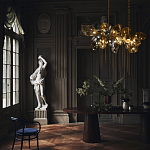 Люстра подвесная с 22-мя гранёными стеклянными плафонами с вертикальными подвесками Gilded Mirage  варинант исполнения - 9 | Loft Concept в Костроме