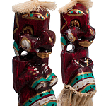 Комплект из 2-х деревянных статуэток Asmat Straw Headdress Statuettes Red Turquoise Tattoo варинант исполнения - 3 | Loft Concept в Костроме