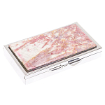 Таблетница карманная прямоугольная на 7 отделений с зеркалом и накладкой из натурального камня Турмалин Silver Stone Pillboxes варинант исполнения - 1 | Loft Concept в Костроме