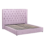 Кровать двуспальная фиолетовая с основанием из массива дерева с мягким изголовьем Velour Beds варинант исполнения - 1 | Loft Concept в Костроме