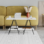 Стол журнальный с белой прямоугольной столешницей и полкой ESSEL WHITE варинант исполнения - 1 | Loft Concept в Костроме