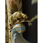 Чаша голубого цвета с оранментом и и бронзовыми фигурами леопардов Eden Garden варинант исполнения - 7 | Loft Concept в Костроме