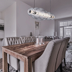 Подвесной светильник линейный с прозрачными стеклянными шарами разного диаметра Eurofase варинант исполнения - 9 | Loft Concept в Костроме