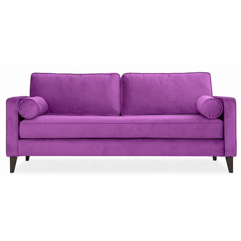 Диван бархатный с двумя подушками-валиками Simple Berry Sofa Лиловый Коричневый Диван бархатный с двумя подушками-валиками Simple Berry Sofa Лиловый Коричневый в Костроме | Loft Concept