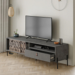 ТВ-тумба с раздвижными дверцами Mallin Metal TV Stand варинант исполнения - 3 | Loft Concept в Костроме