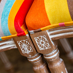 Стул бежевый в разноцветную полоску из натурального бука с изображением птиц и цветов Blooming Birds Colorful Stripes Chair варинант исполнения - 7 | Loft Concept в Костроме