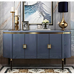 Дизайнерский комод синий глянцевый с золотыми ручками на 4-х дверцах Martin варинант исполнения - 2 | Loft Concept в Костроме