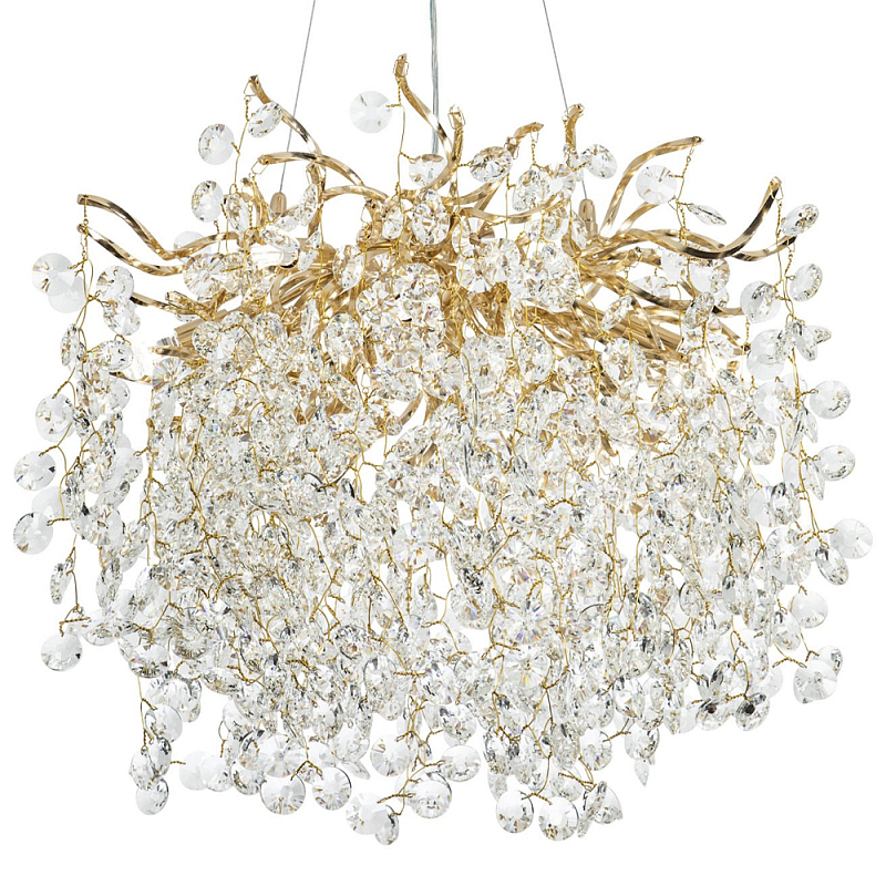 Люстра с хрустальными подвесками на металлических ветках Fairytree Light Gold Chandelier 10 Прозрачный Золотой Люстра с хрустальными подвесками на металлических ветках Fairytree Light Gold Chandelier 10 Прозрачный Золотой в Костроме | Loft Concept