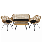 Журнальный столик с столешницей из ротанга и стекла Wicker Tabletop Under Glass варинант исполнения - 3 | Loft Concept в Костроме