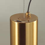 Подвесной светильник цилиндрической формы с плафоном из алебастра и металлическими торцами Латунь 60 см Cryptocrystalline Stone варинант исполнения - 5 | Loft Concept в Костроме