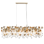 Люстра линейная с подвесками в форме монеток и золотистыми круглыми элементами из металла в виде лепестков FAIRYTREE Light варинант исполнения - 3 | Loft Concept в Костроме