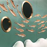 Обои с вышивкой ручной работы Deco Fish Original colourway варинант исполнения - 3 | Loft Concept в Костроме