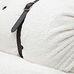 Двухместный диван без подлокотников белый с обивкой букле и ремешками из кожи Blaise Boucle Sofa варинант исполнения - 5 | Loft Concept в Костроме