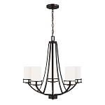 Люстра в цвете темная бронза с 5-ю белыми цилиндрическими плафонами Generation Lighting варинант исполнения - 2 | Loft Concept в Костроме