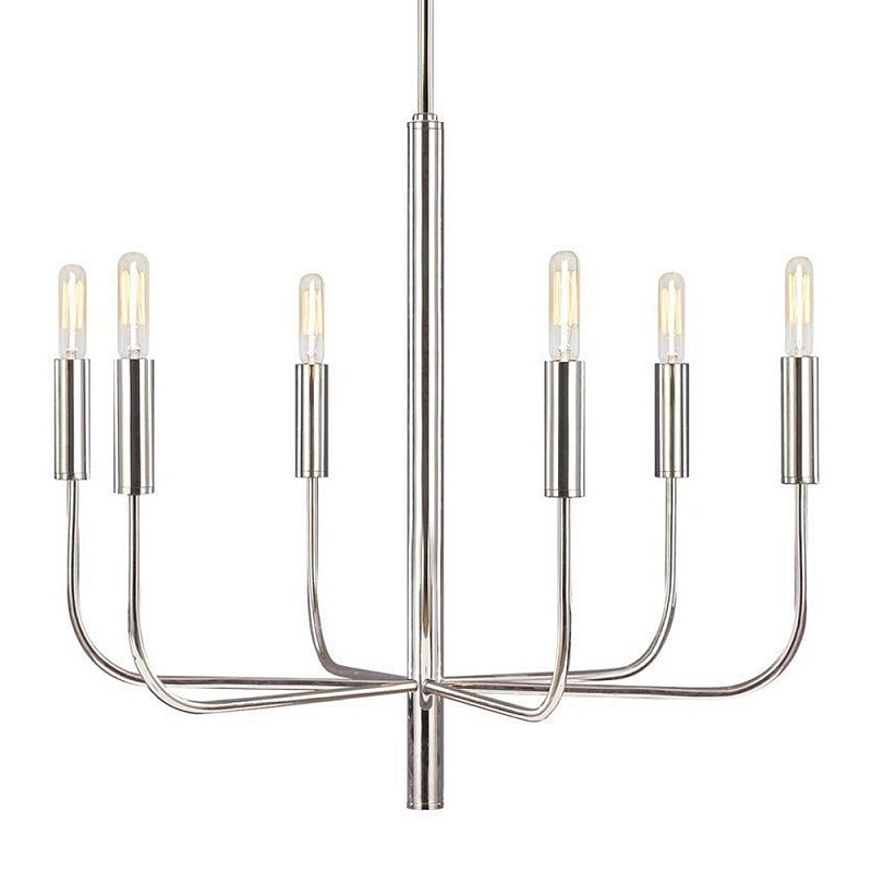 Люстра с 6-ю лампами Chandelier with Seamless Curve Латунь Серебряный в Костроме | Loft Concept 