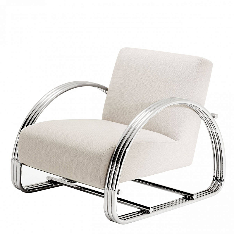Кресло Eichholtz Chair Basque Молочный Нержавеющая сталь Кресло Eichholtz Chair Basque Молочный Нержавеющая сталь в Костроме | Loft Concept